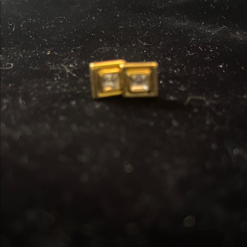Gold Square Stud Earrings - image 3
